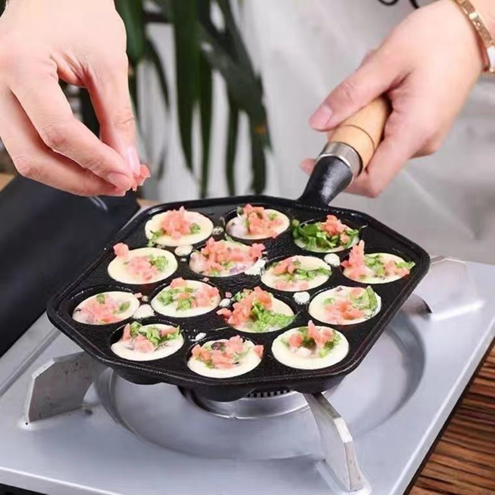 Sartén antiadherente de hierro - Egg Waffle Pan reseña y precio